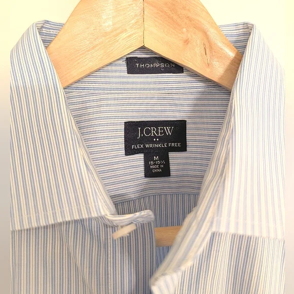 J. Crew mens dress shirt, blue stripe, medium - Picture 3 of 4